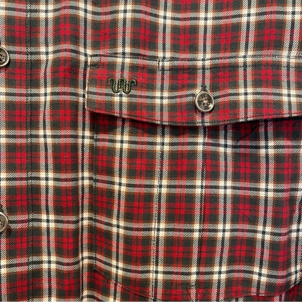 King Ranch Two Pocket Button Up Shirt Men’s Med Red Plaid Cowboy Western Cotton - Picture 4 of 11